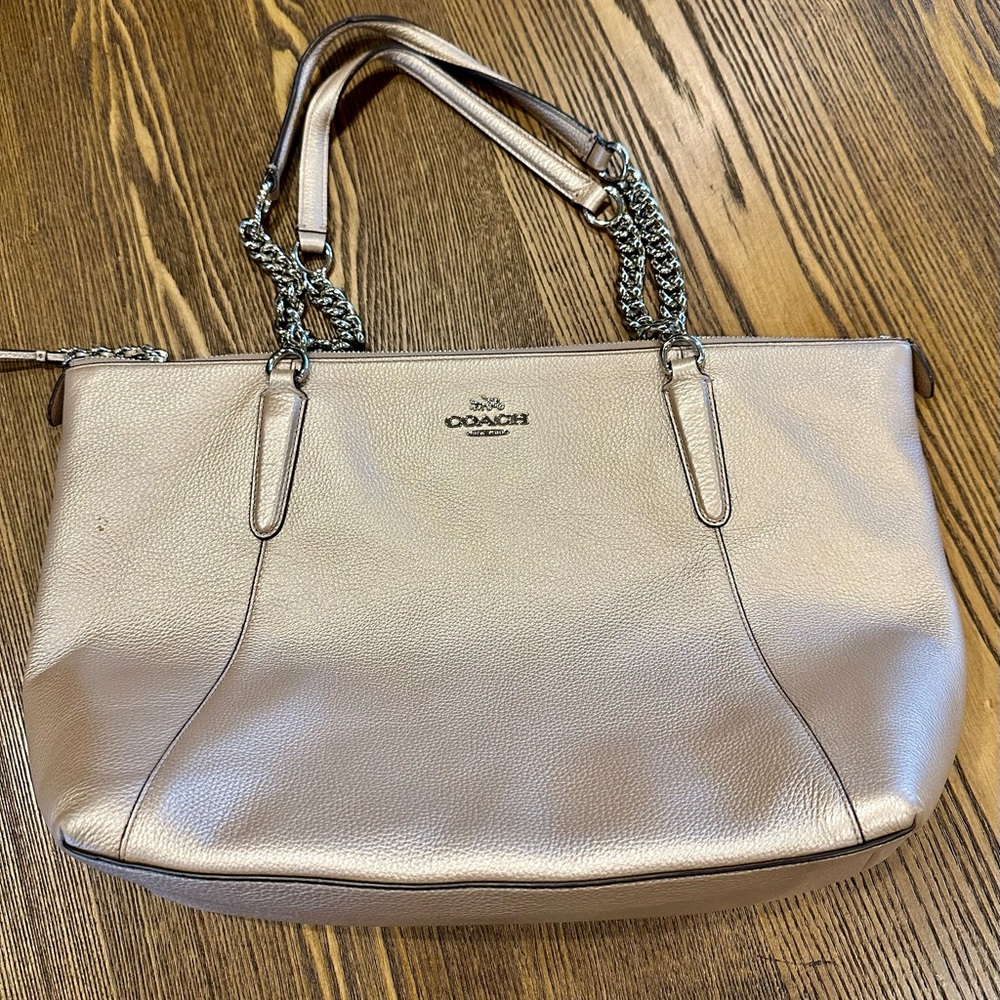 Coach Metallic Gold Ava Chain Bag